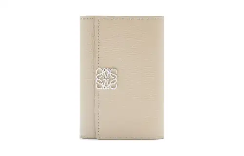 LOEWE Pebble Texture Calfskin Wallet Small Women's Beige