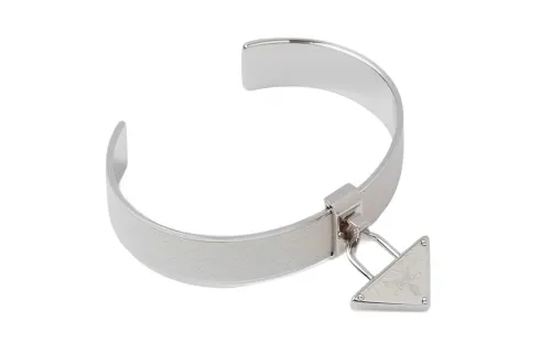 Prada triangle logo charm cuff bracelet