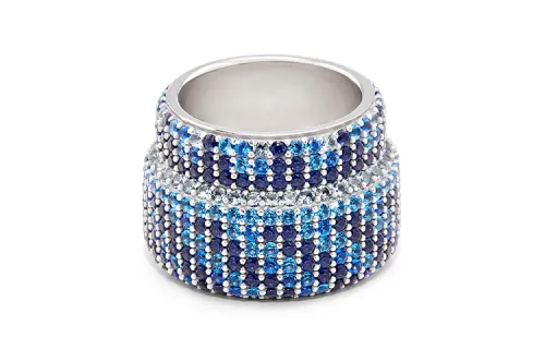 LOEWE 925 Sterling Silver, Zirconia, Crystal Rings Women's Silver/Blue