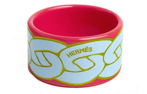 HERMES Lacquer Wood Bangles Women's Red