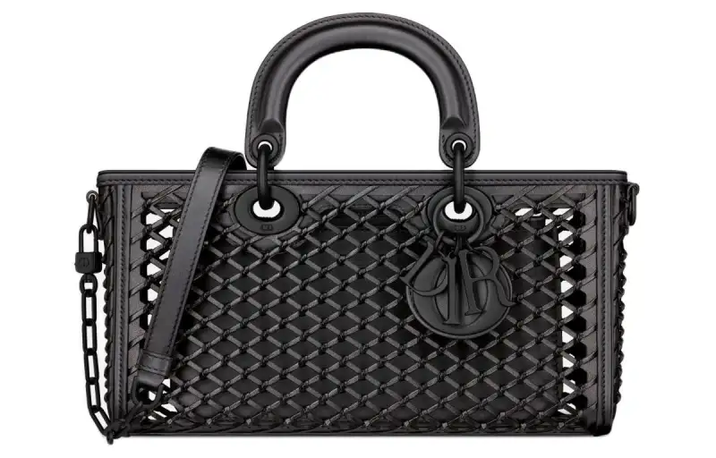 DIOR Lady D JOY Calfskin Handbag Medium Women's Black