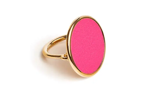 HERMES Goatskin, Metal, Gold Plated Rings Women's Pink