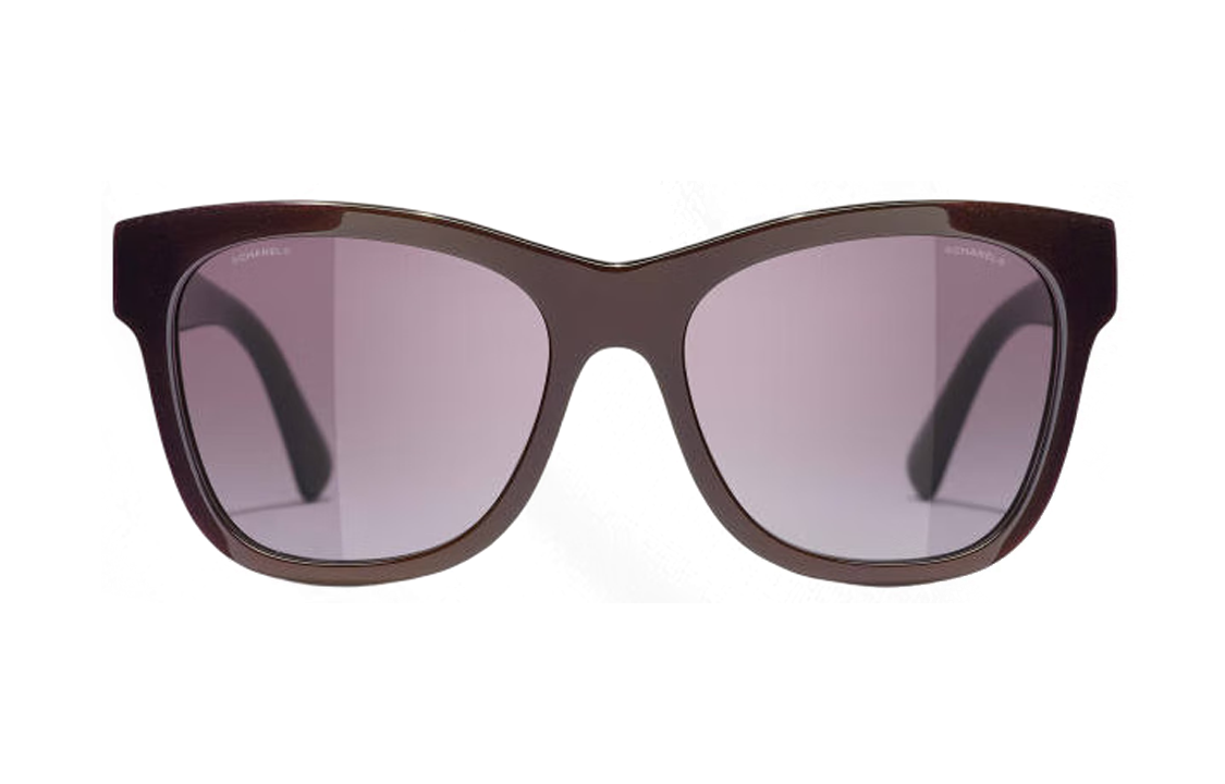 CHANEL Plastic Acetate Irregular Shape Sunglasses Women's Black