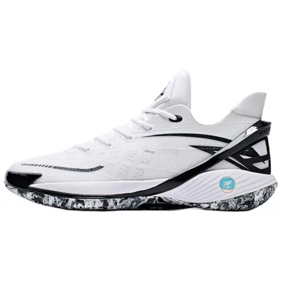 Anta Frivolous Series Cushioned Slip Resistant Low Top Basketball Shoes Men's White Black