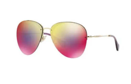 MIU MIU Metal Irregular Shape Sunglasses Women's Gold