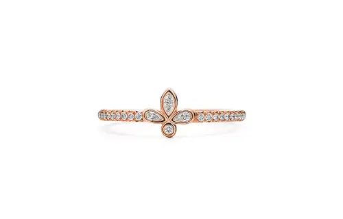 TIFFANY & CO. Pre Owned 2010s 18K Rose Gold Fleur de lis Diamond Ring Ring