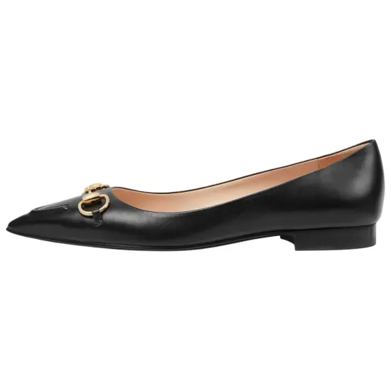 GUCCI Horsebit Casual Single Shoes 1.5cm Women's Black