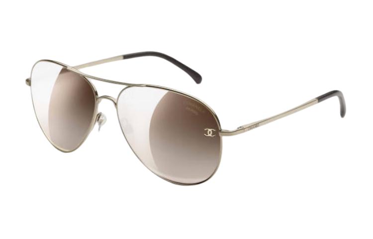 Женские солнцезащитные очки Chanel Aviator (золотые)