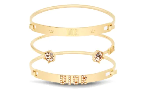 DIOR Metal, Crystal Bangles Women's Gold