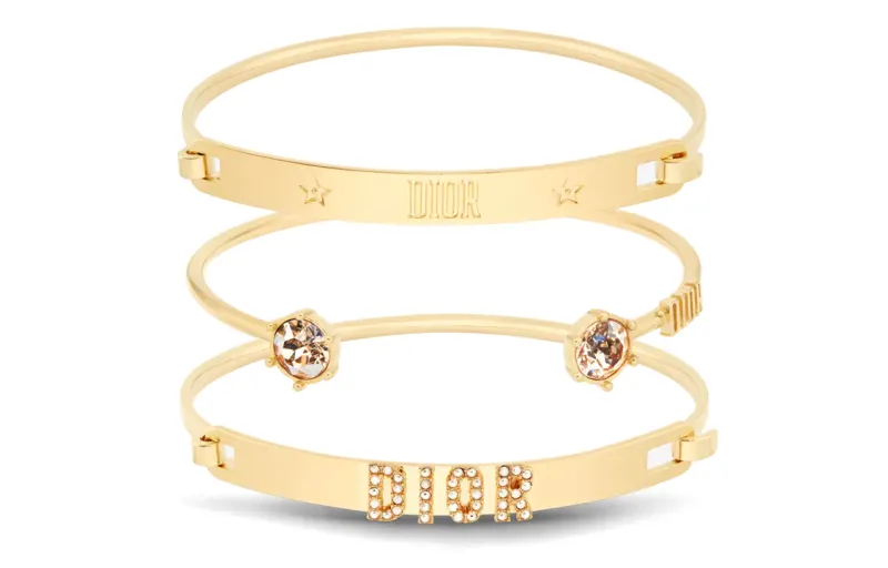 DIOR Metal, Crystal Bangles Women's Gold
