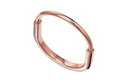 TIFFANY & CO. Lock Classic And Versatile 18K Rose Gold Bangles Women's Rose Gold