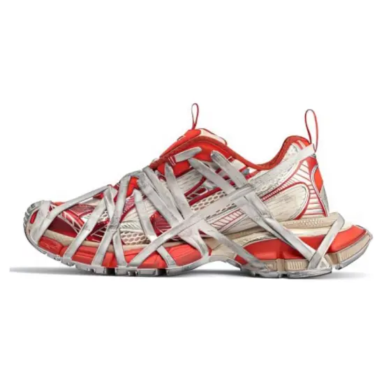 Balenciaga 3XL 24ss Lace Up Style Anti Slip Wear Resistant Low Top Chunky Sneakers Women's Red