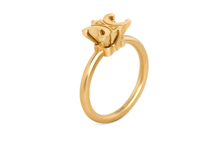 CELINE Triomphe Solitaire Ring In Brass With Gold Finish