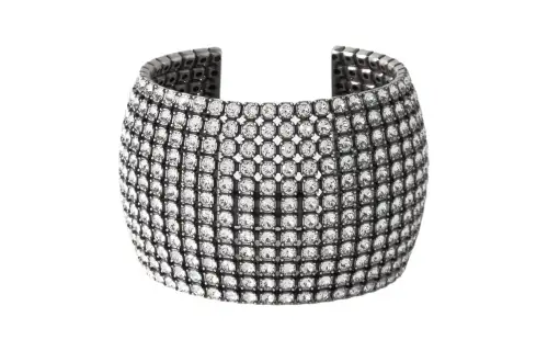 Balenciaga Metal, Crystal Bangles Women's Silver