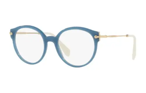 MIU MIU Plastic Round Eyeglass Frames Unisex Blue