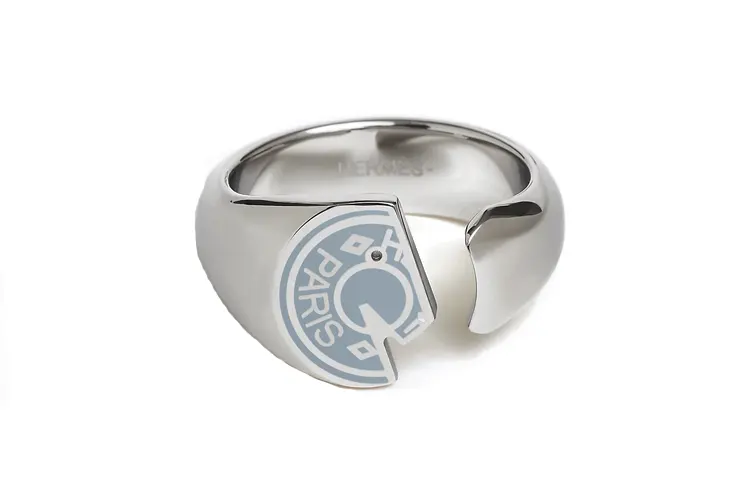 HERMES Stainless Steel, Metal Rings Unisex Silver
