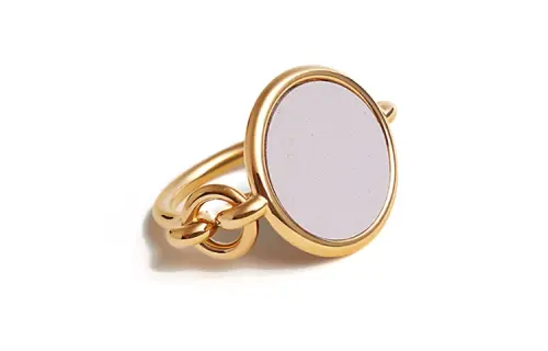 HERMES Calfskin, Metal, Gold Plated Rings Women's Gold
