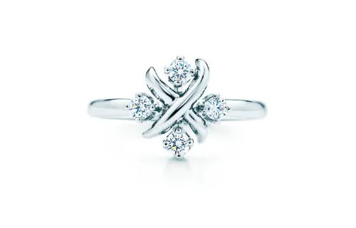 TIFFANY & CO. Diamond Setting Platinum Rings Women's Silver