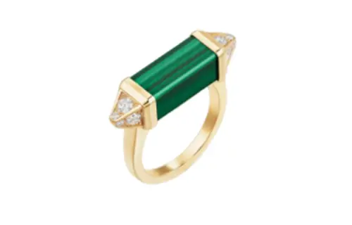 Cartier 18K Yellow Gold Les Berlingots Malachite Diamond Ring