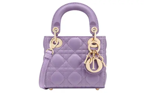 DIOR Lady Dior Sheepskin Handbag, Shoulder Bag, Crossbody Bag, Handbag Extra Mini Women's Light Purple