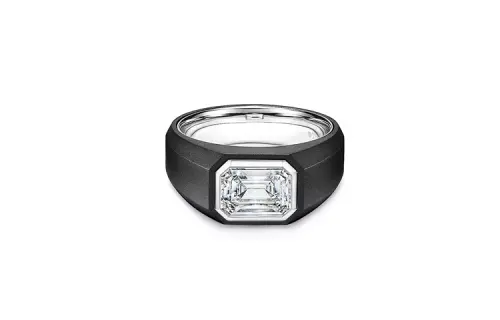 TIFFANY & CO. Titanium, Emerald, Diamond Rings Men's Black