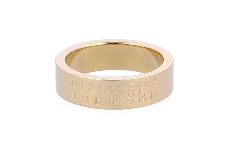 MM6 Maison Margiela Carved brass golden ring