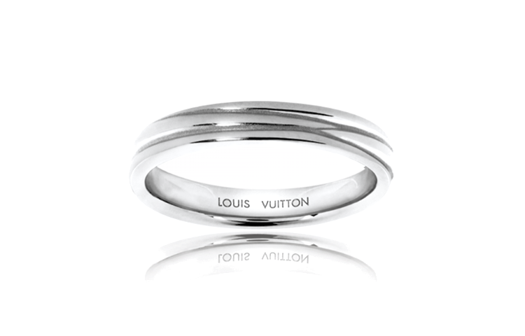 LOUIS VUITTON Carved platinum ring for men and women, with your logo imprint, for beloved