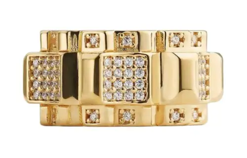 Bottega Veneta 18K Gold, Sterling Silver, Cubic Zircon Rings Women's Gold