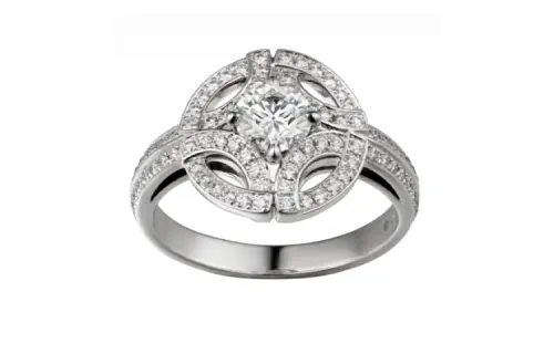 CARTIER 18K Gold Diamond Rings Unisex White Gold