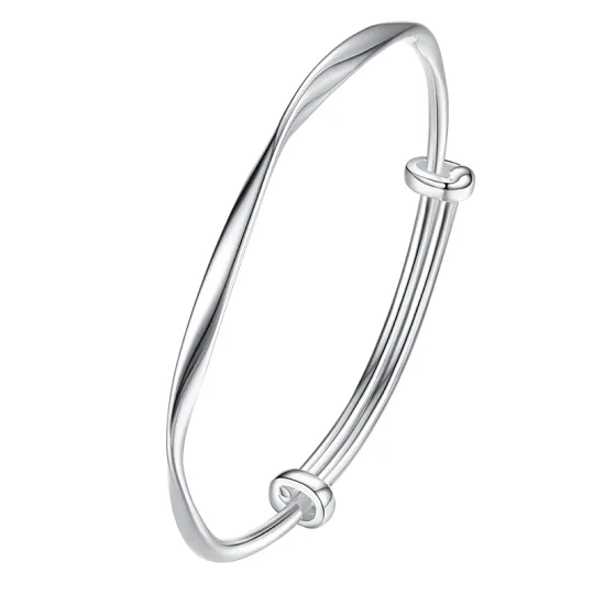 WINY Copper Bangle, Silver Bracelet, Thin Bangle Women's Silver