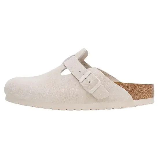Boston Birkenstock Soft Footbed Suede Leather Narrow 'Antique White'