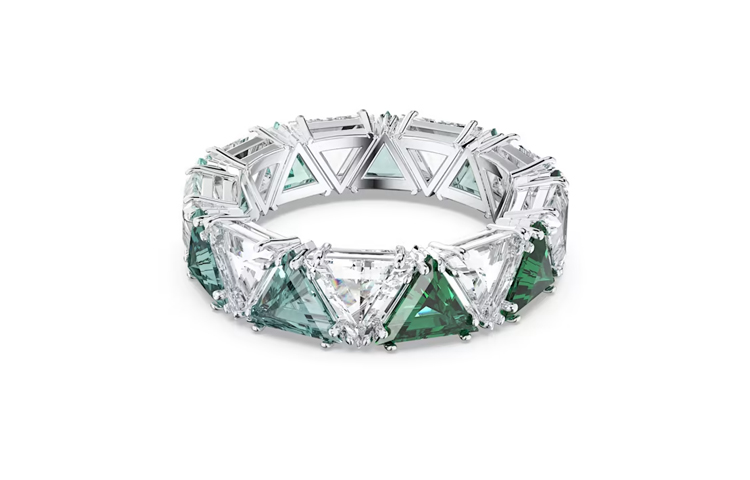 Swarovski Ortyx Cocktail Triangular Cut Rhodium Plated Zirconia Ring Women's Silver