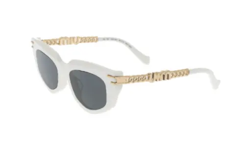 MIU MIU Acetate Irregular Shape Sunglasses Women's White