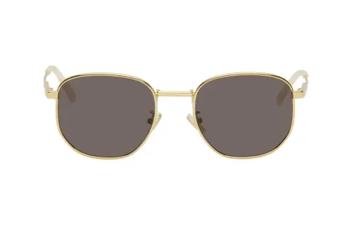 Bottega Veneta Metal Irregular Shape Sunglasses Women's Gold