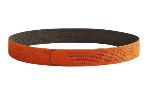 HERMES Double Sided Design Leather Belts Men's Orange Width 3.8CM