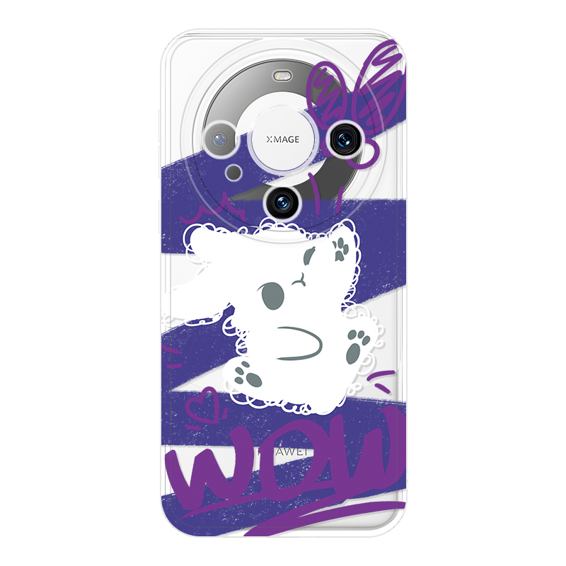 JIONG BEAR TPU material, high-end Internet celebrity white puppy, personalized and creative transparent mobile phone case, suitable for Huawei/HUAWEI/p60art/p50pro/p40/p30/mate60/50/40/30 trend