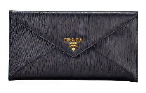 PRADA Cow Leather Clutch Women's Black
