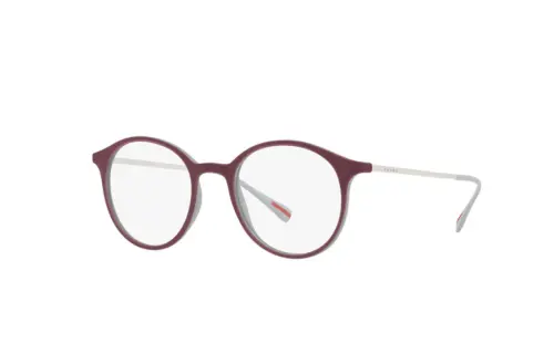 PRADA Plastic Metal Irregular Shape Eyeglass Frames Men's Red