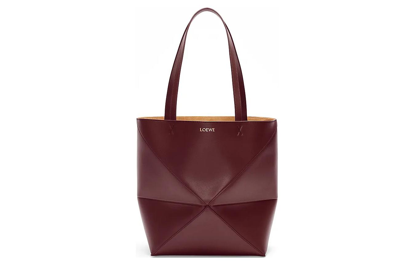 LOEWE Folding glossy brainteaser, leather red shopping bag for men and women, for beloved