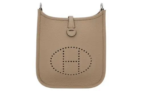 HERMES Hermès Evelyne 16 silver buckle Clemence calf leather shoulder crossbody bag 16 women's S2 Trench windbreaker rice