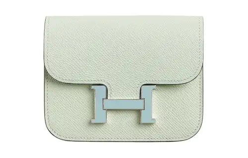 HERMES Constance Slim Enamel Buckle Epsom Calfskin Fanny Pack Wallet Women's Light Green