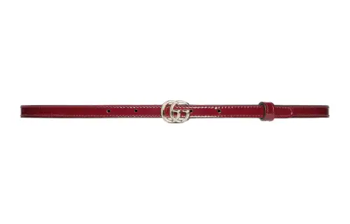GUCCI GG Marmont Metal Leather Belts Unisex Red Width 1.2cm