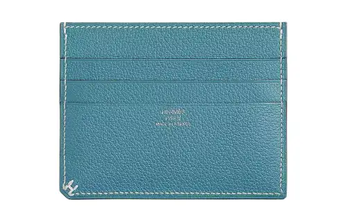 HERMES Evercolor Calfskin Card Holder Women's D2 NEW BLEU JEAN New Denim Blue