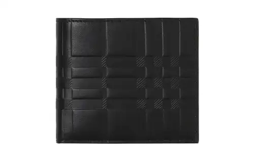 Burberry Leather Double Fold Wallet, Double Fold Wallet Men's Black