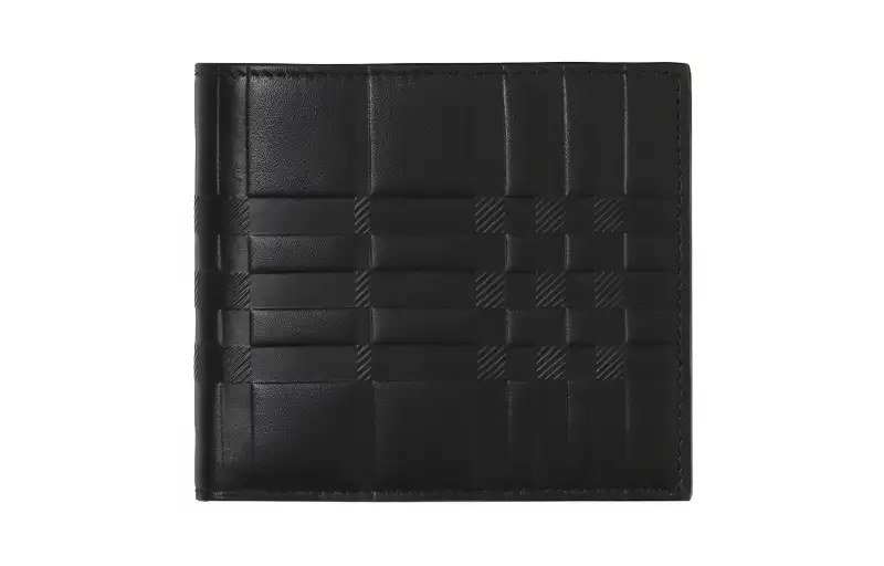 Burberry Leather Double Fold Wallet, Double Fold Wallet Men's Black