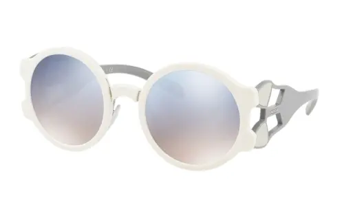 PRADA Plastic Round Sunglasses Women's White