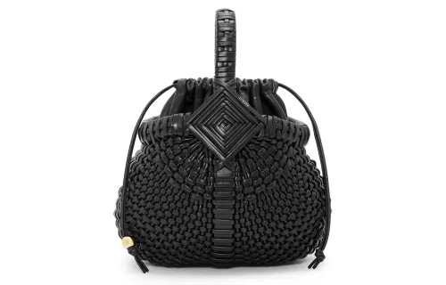 LOEWE Calfskin Basket Bag, Shoulder Bag, Crossbody Bag, Handbag Mini Women's Black