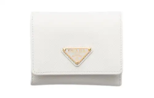 PRADA Saffiano Leather Wallet Women's White