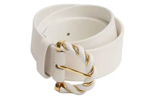 Bottega Veneta Solid Color Design Leather Belts Women's White Width 3CM