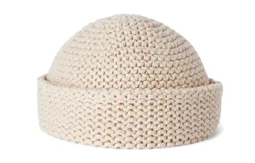 Loro Piana Cotton, Polyamide, Cow Leather Beanies Men's Beige